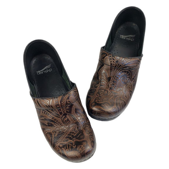 DANSKO Women's Dark Brown Professional Tooled Clog Shoe Size 40 EU
